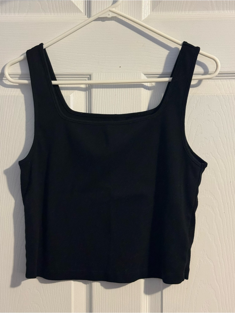 Ultra-Crop Rib-Knit Black Tank Top XL Old Navy